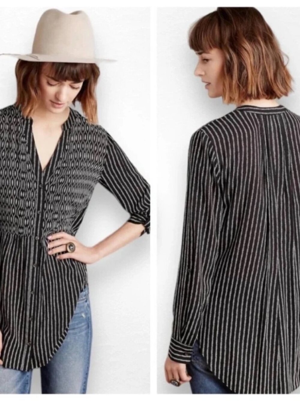 Anthropologie Maeve Black & White Calia Top Sz 4
